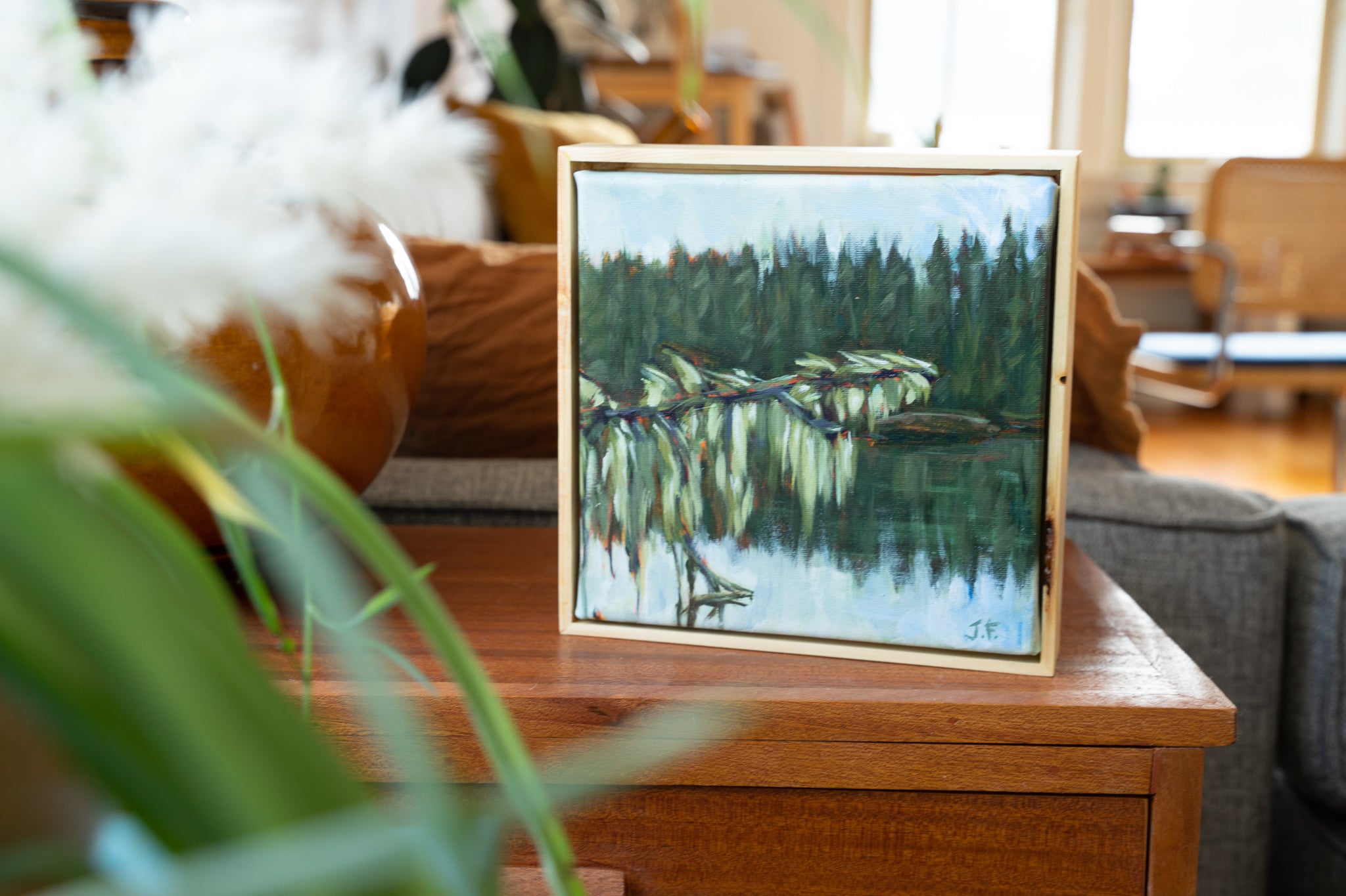 Mossy Reflections | 8 x 8 | Framed Original Painting