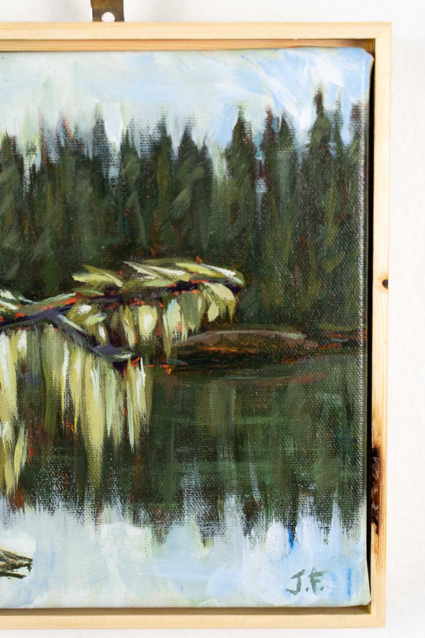 Mossy Reflections | 8 x 8 | Framed Original Painting