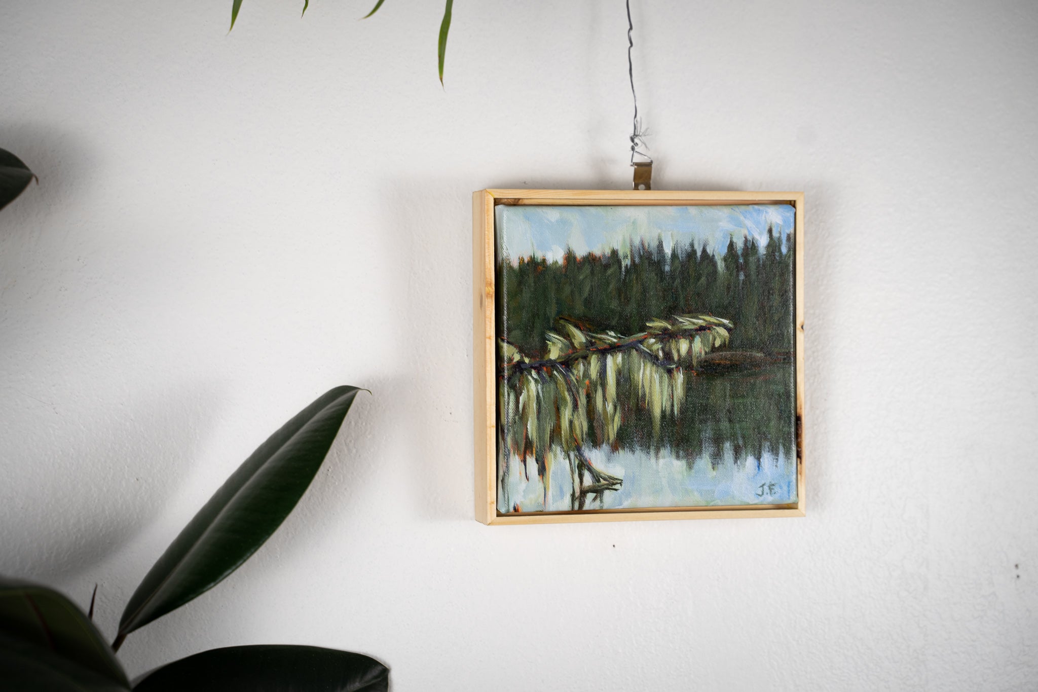 Mossy Reflections | 8 x 8 | Framed Original Painting