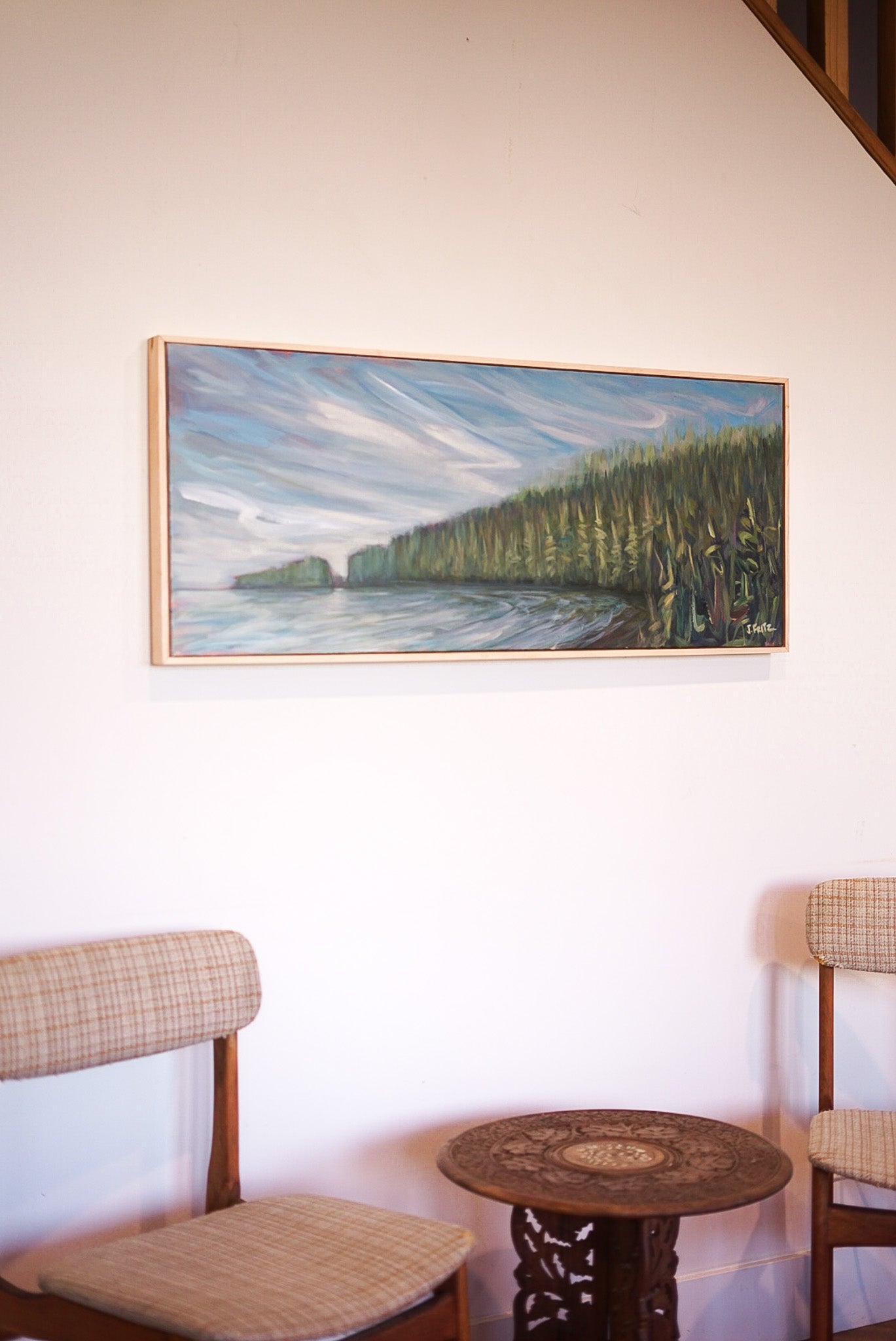 Awake | 16 x 40 | Original Acrylic Painting w/ White Oak Frame