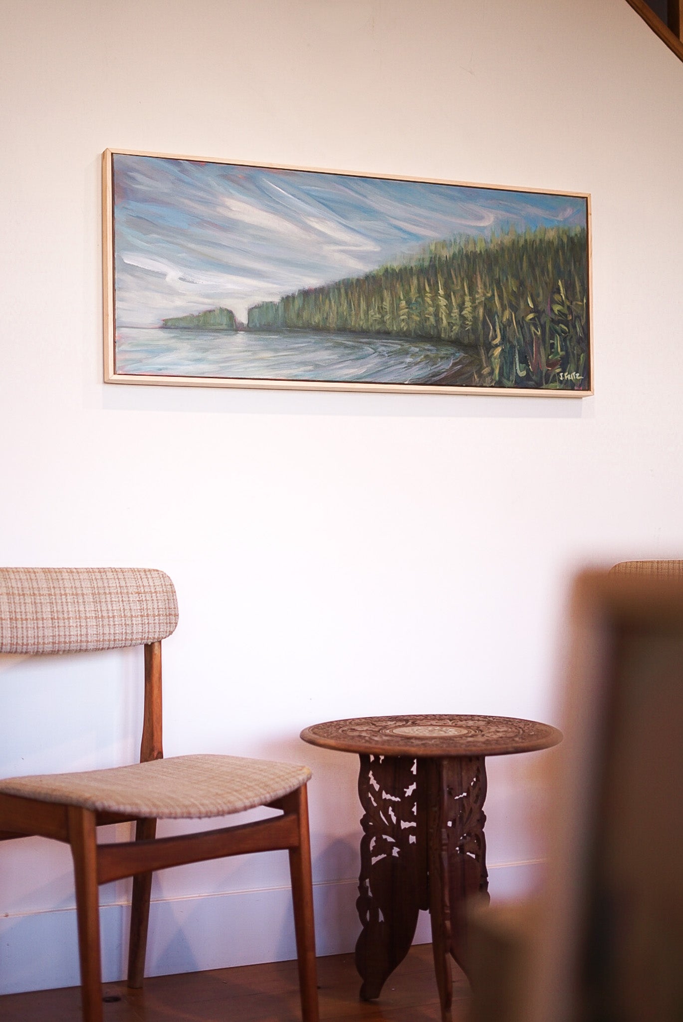 Awake | 16 x 40 | Original Acrylic Painting w/ White Oak Frame