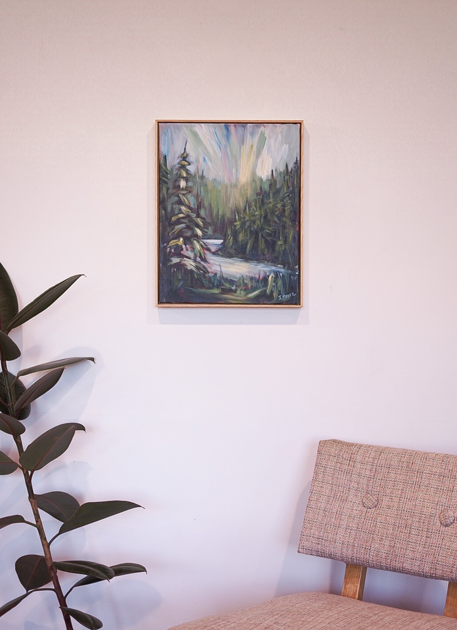 "Let it Flow" | 14 x 18 | Original Acrylic Painting w/ White Oak Frame