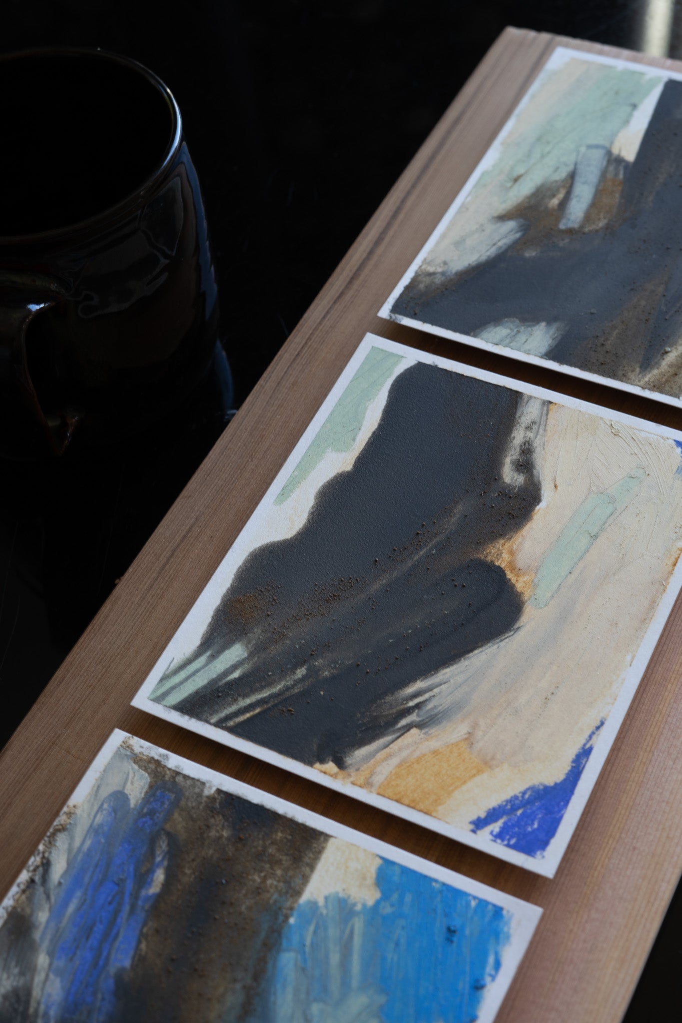 "The Spirit of the Coast" | Triptych | Oil Stick &amp; Pastel on Paper with Red Cedar