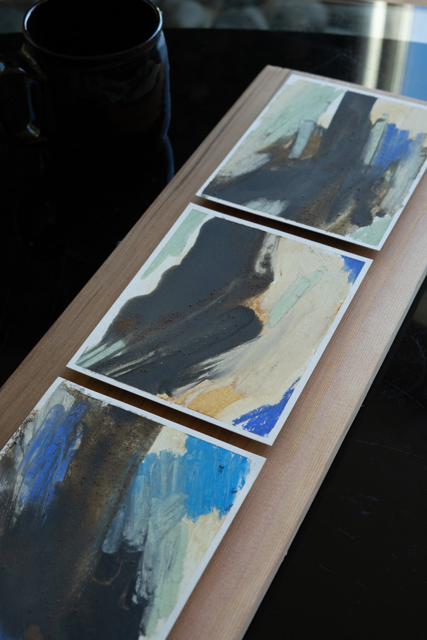 "The Spirit of the Coast" | Triptych | Oil Stick &amp; Pastel on Paper with Red Cedar