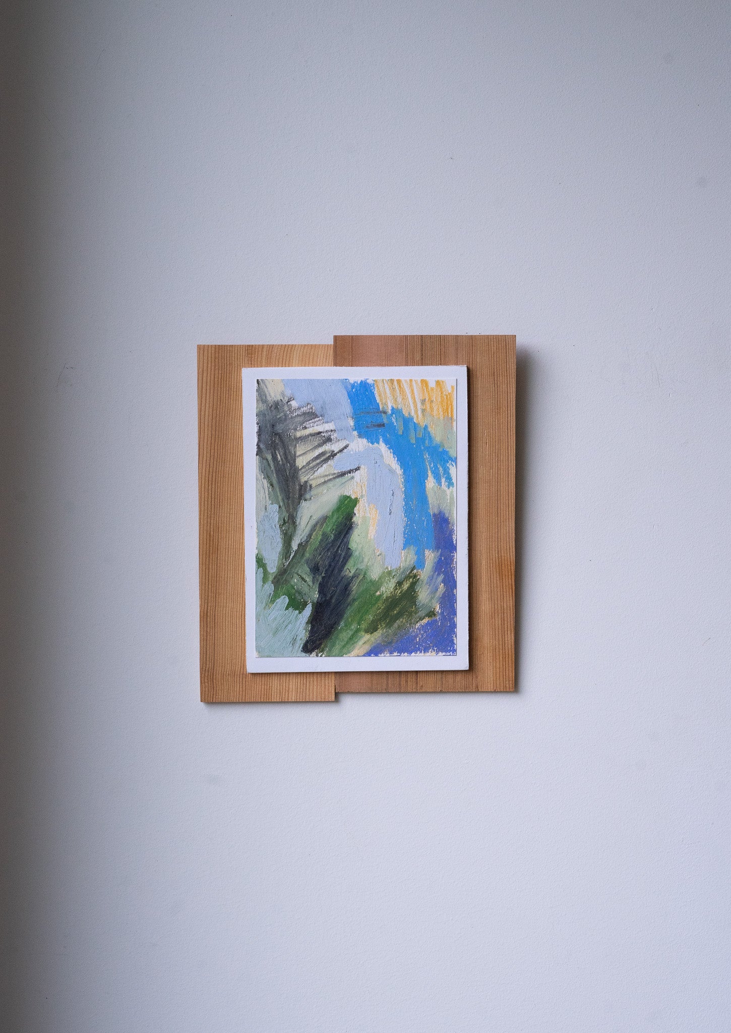 "Receiving" | 8¼ × 9½ | Oil Stick &amp; Pastel on Paper with Red Cedar