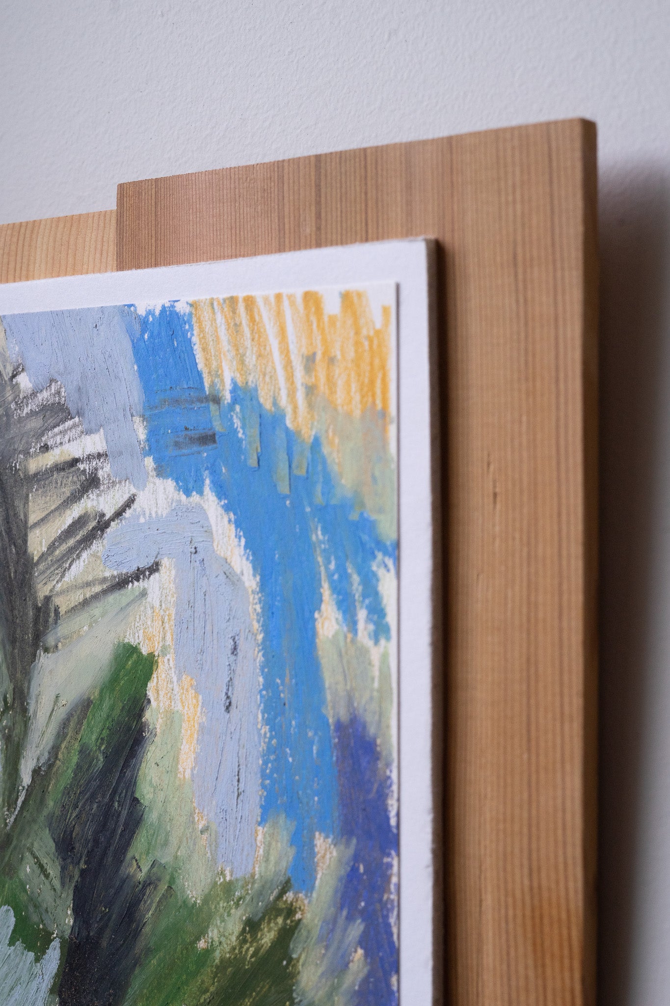 "Receiving" | 8¼ × 9½ | Oil Stick &amp; Pastel on Paper with Red Cedar