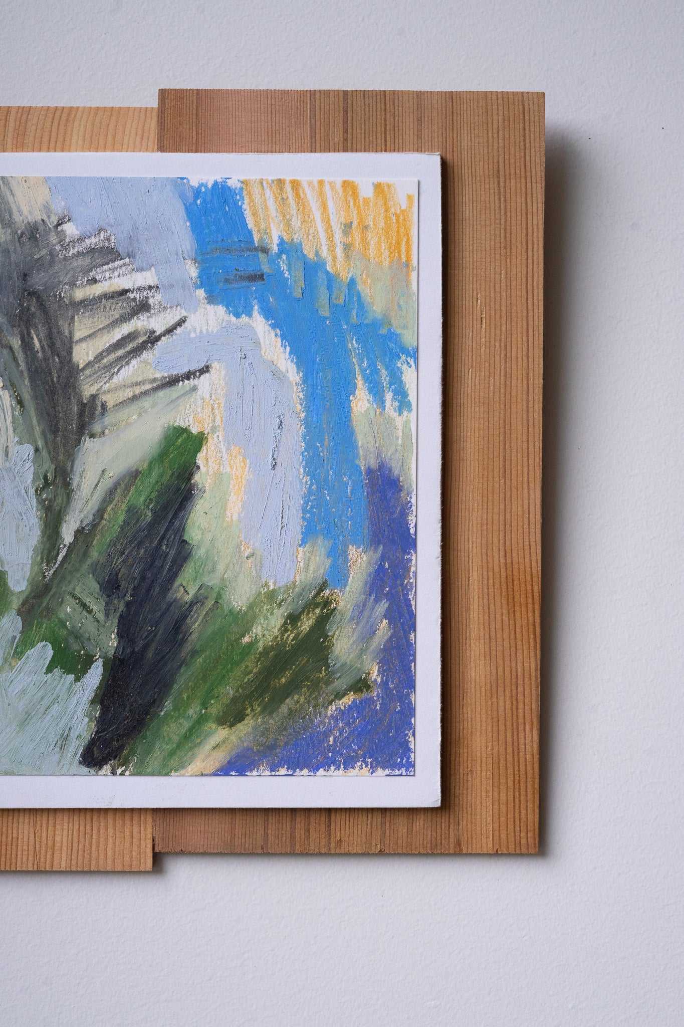 "Receiving" | 8¼ × 9½ | Oil Stick &amp; Pastel on Paper with Red Cedar