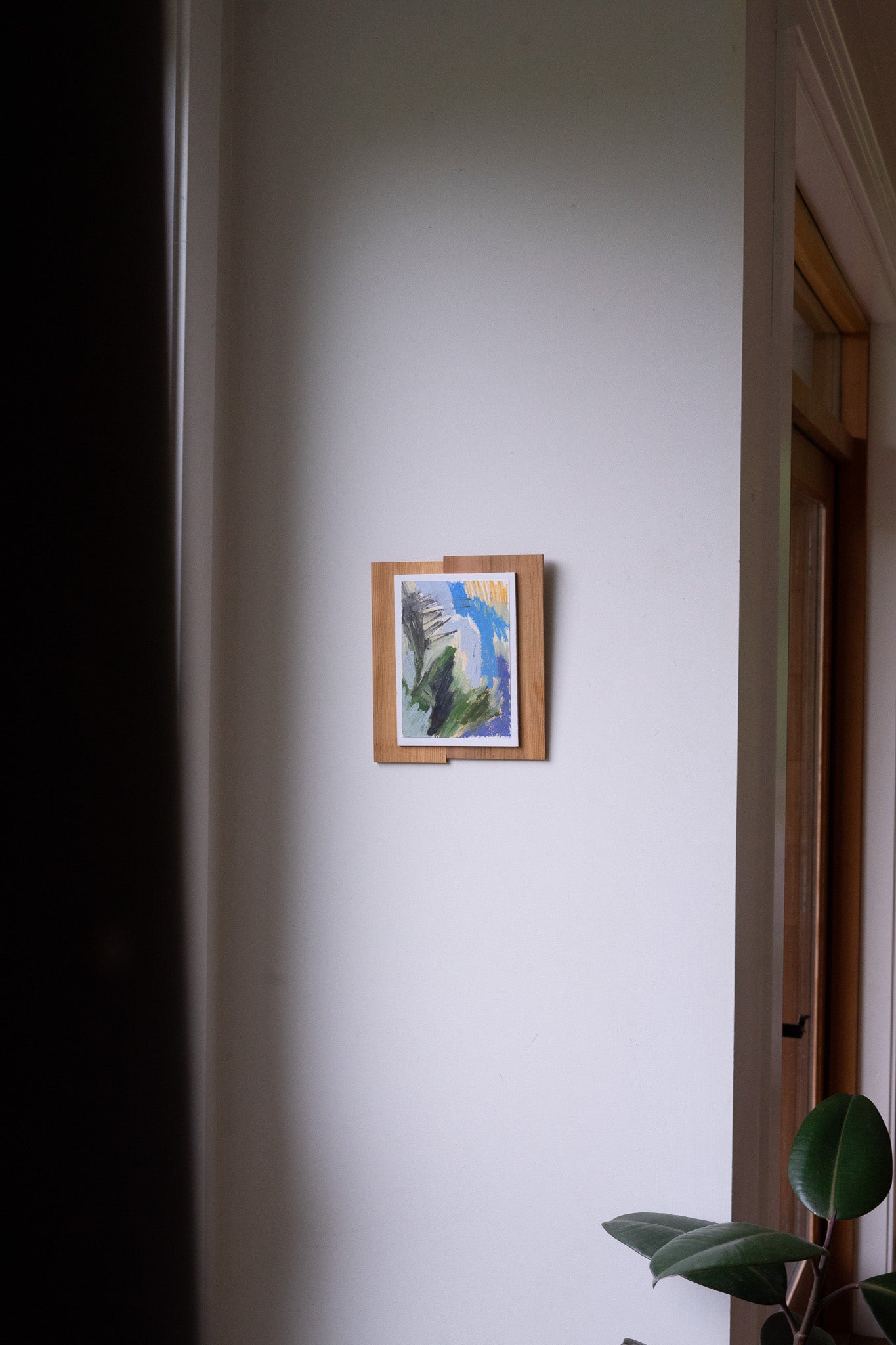 "Receiving" | 8¼ × 9½ | Oil Stick &amp; Pastel on Paper with Red Cedar