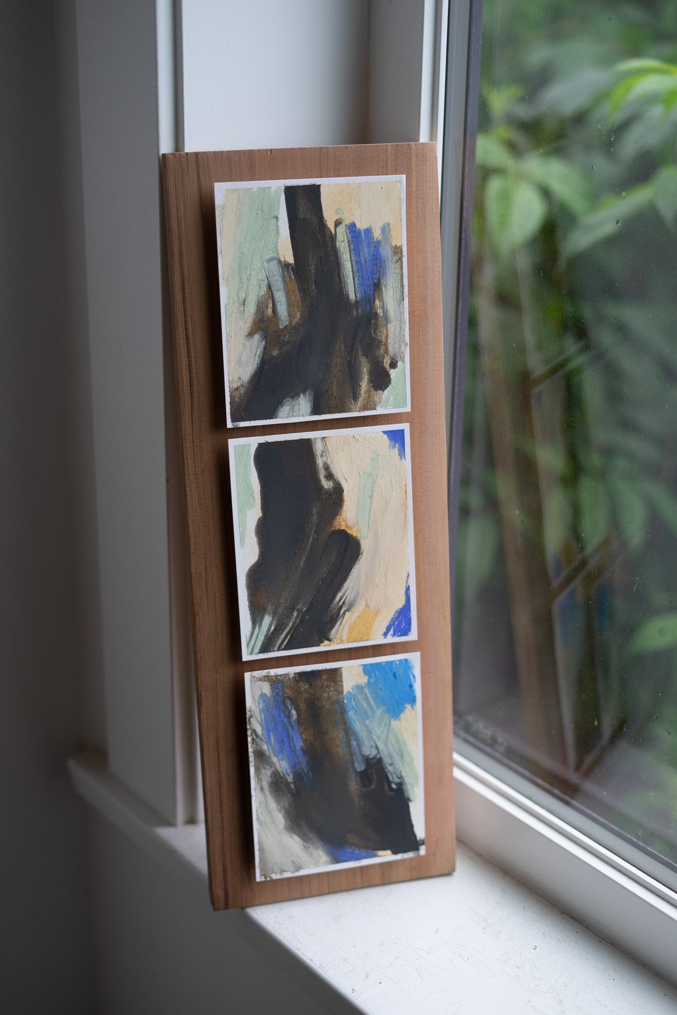 "The Spirit of the Coast" | Triptych | Oil Stick &amp; Pastel on Paper with Red Cedar