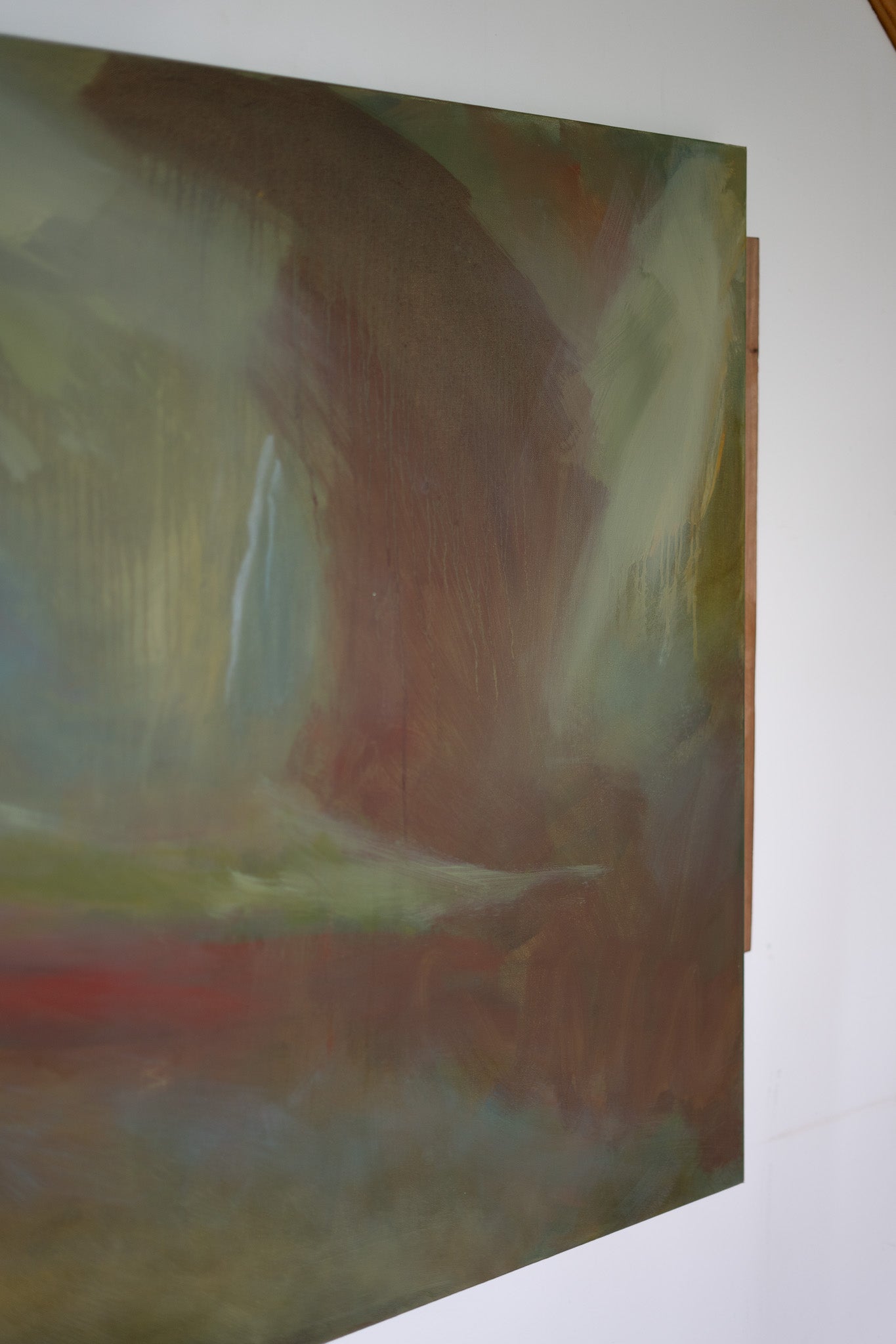 "I'm Glowing" | 48 × 36 | Oil on Canvas with Red Cedar