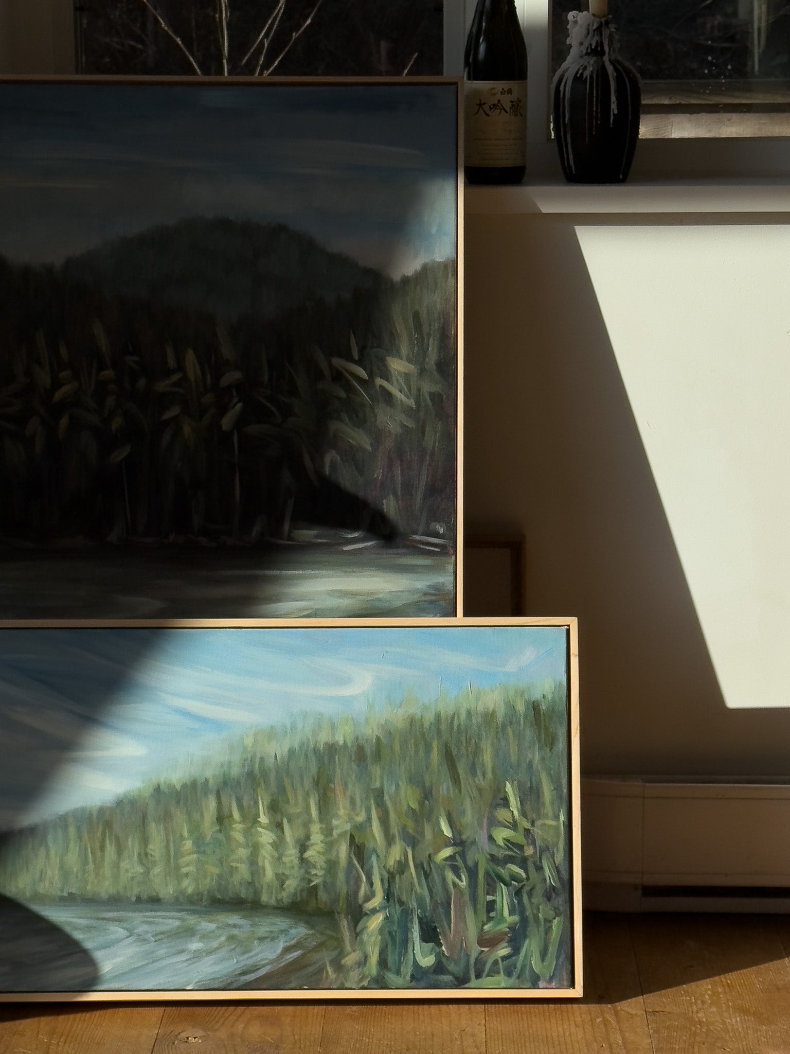 Awake | 16 x 40 | Original Acrylic Painting w/ White Oak Frame