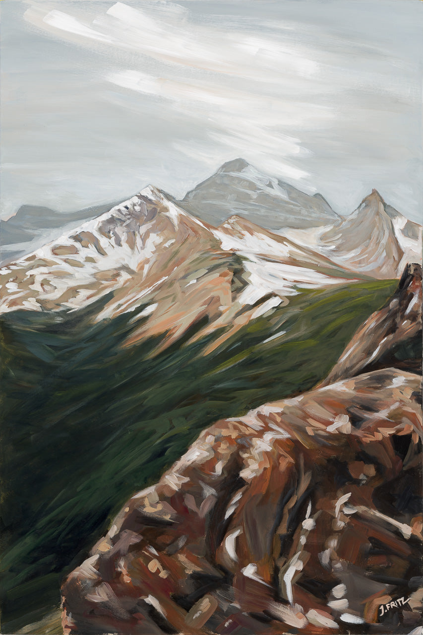Blazing Trail: Hilda Peak &amp; Athabasca Glacier | 24 x 36 | Framed Original Acrylic Painting