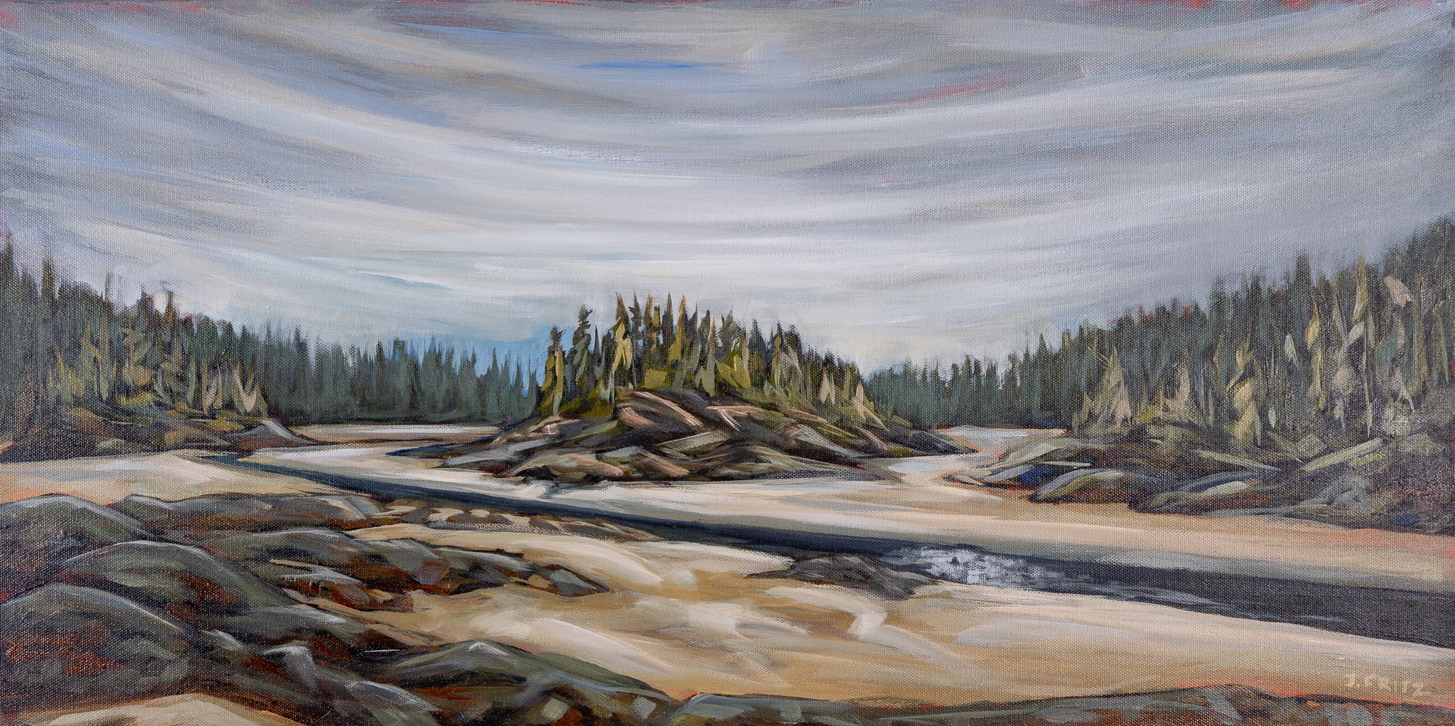 River Crossing  | 15 x 30 | Original Acrylic Painting