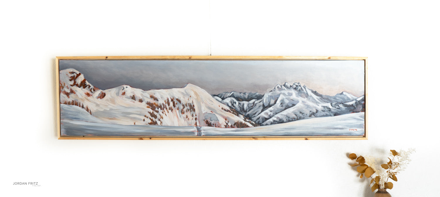 Alpenglow from Hišimy̓awiƛ/5040 Peak | 12 x 48 | Framed Original Acrylic Painting