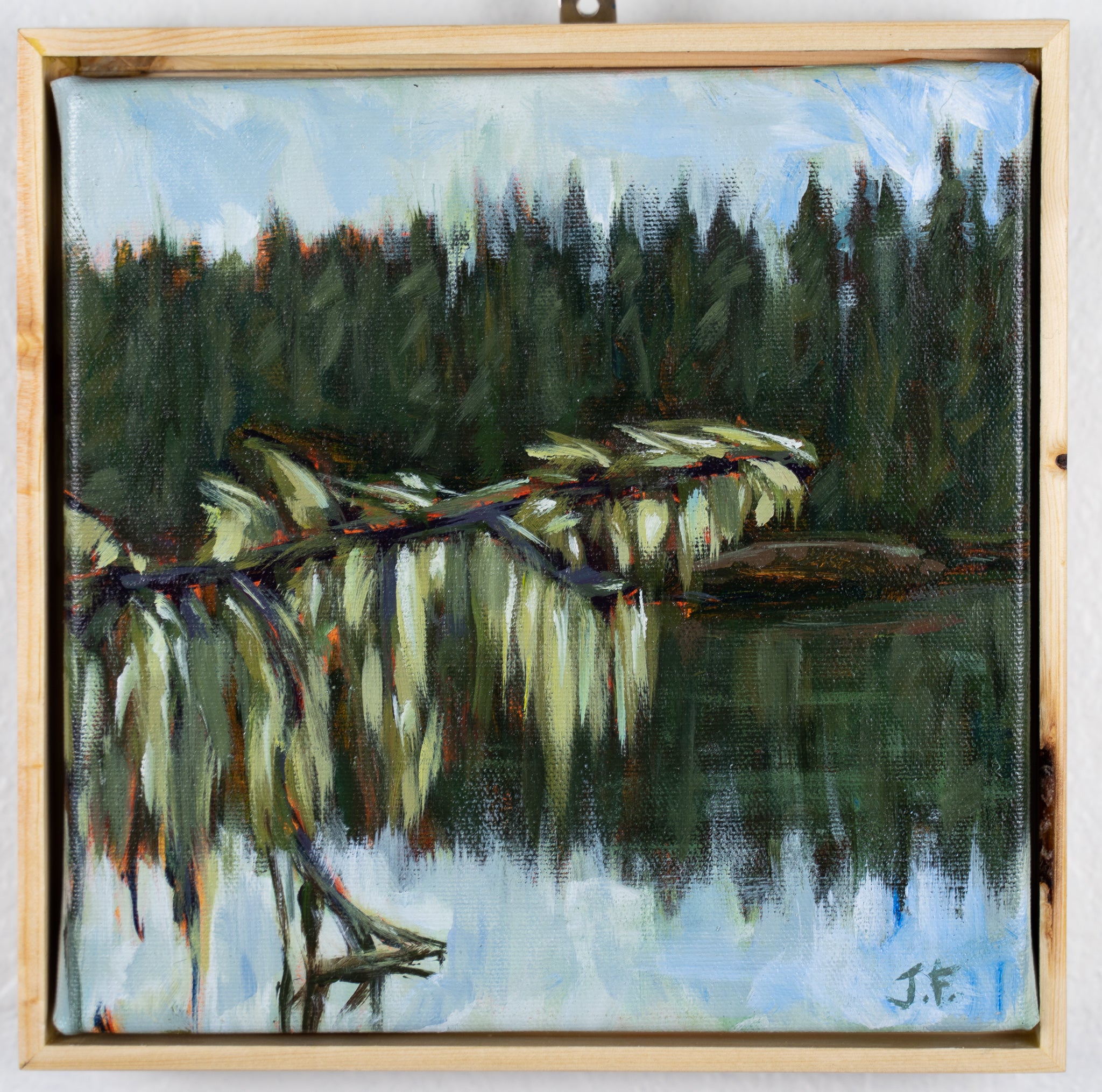Mossy Reflections | 8 x 8 | Framed Original Painting