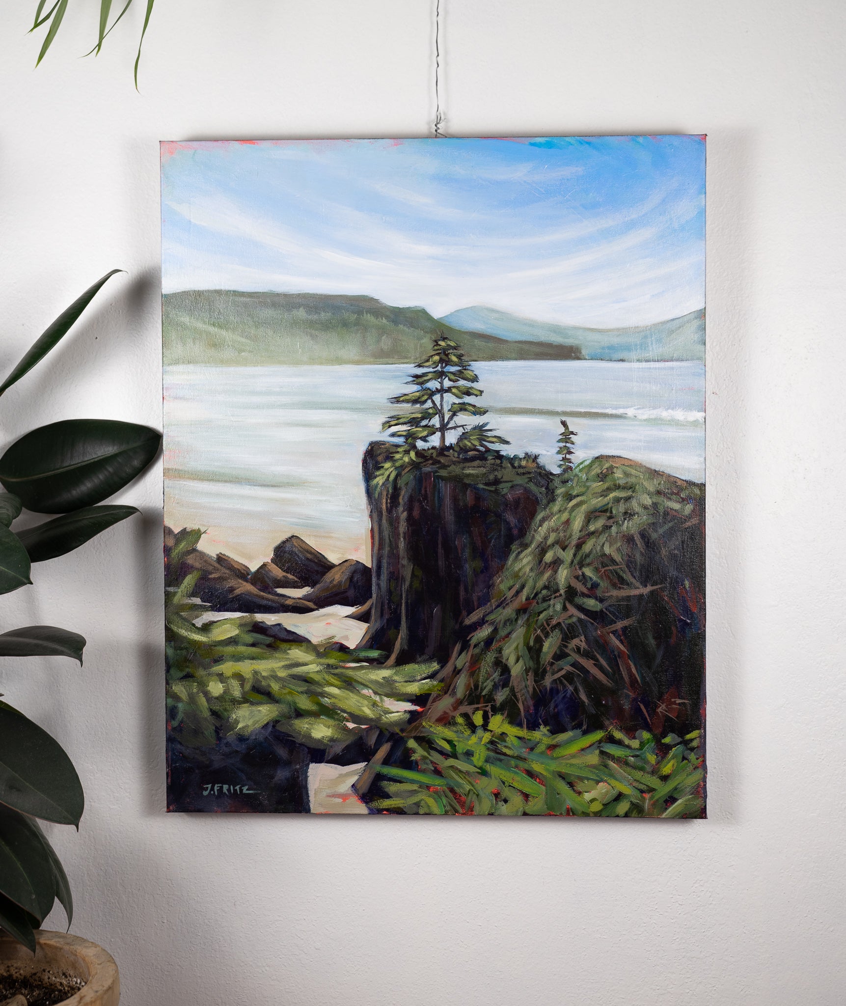 San Josef Bay | 24 x 30 | Original Painting with Walnut Frame