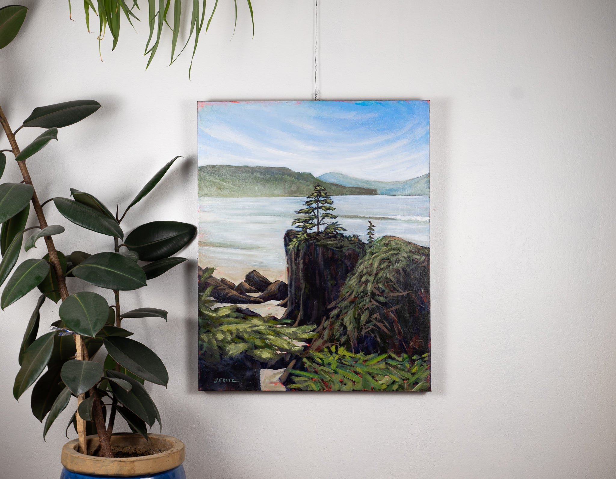 San Josef Bay | 24 x 30 | Original Painting with Walnut Frame