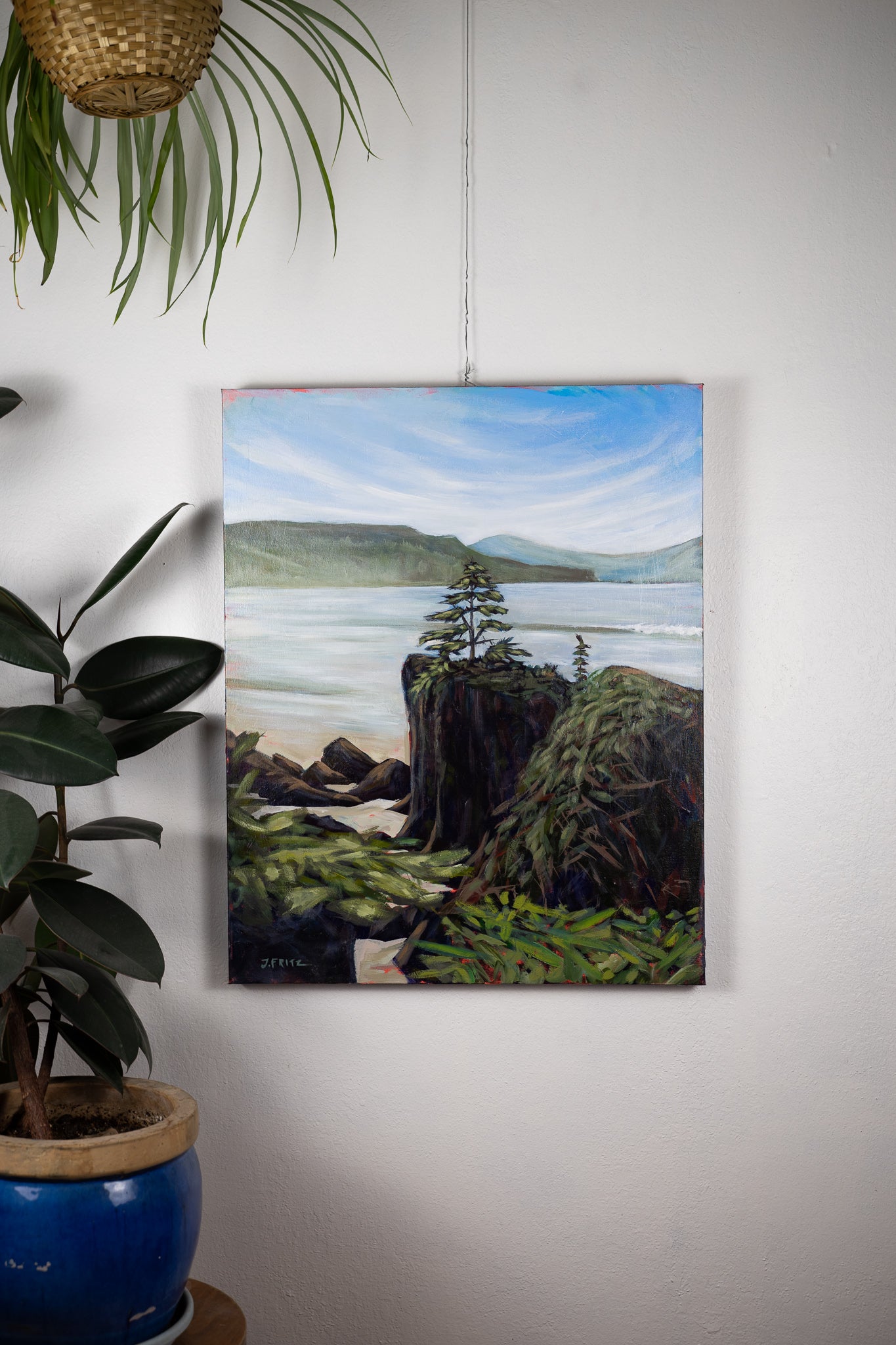 San Josef Bay | 24 x 30 | Original Painting with Walnut Frame
