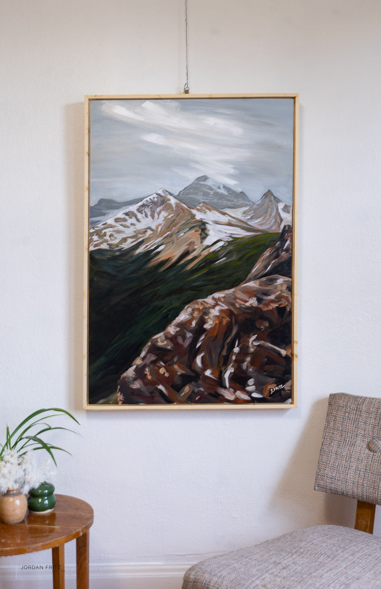 Blazing Trail: Hilda Peak &amp; Athabasca Glacier | 24 x 36 | Framed Original Acrylic Painting