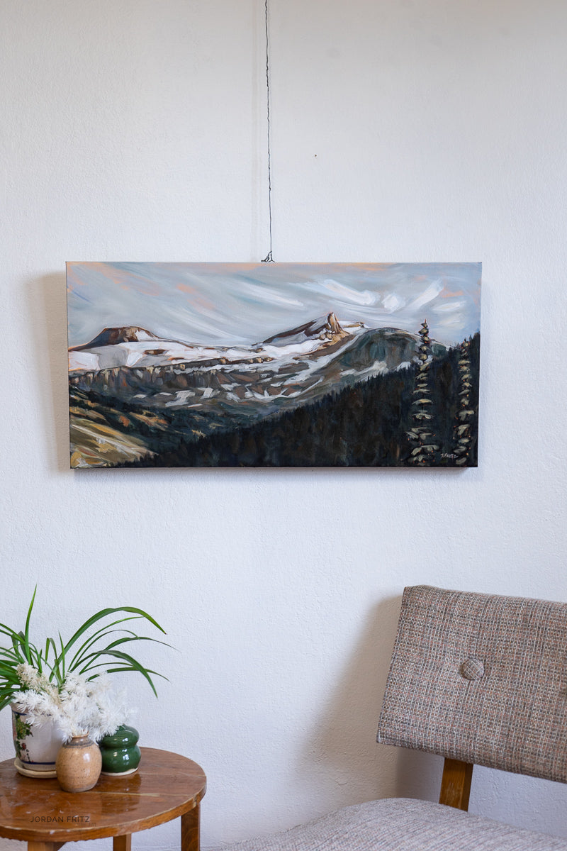 In the Distance: Saint Nicholas Peak | 15 x 30 | Original Acrylic Painting