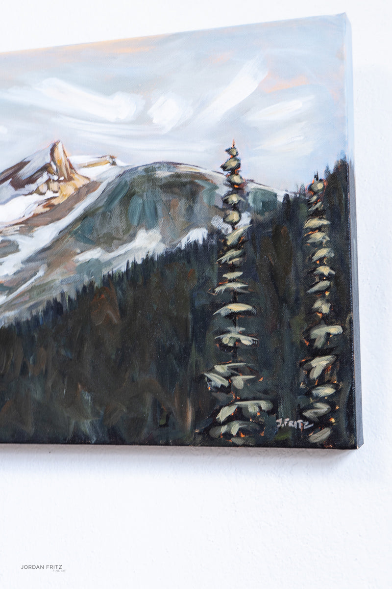 In the Distance: Saint Nicholas Peak | 15 x 30 | Original Acrylic Painting