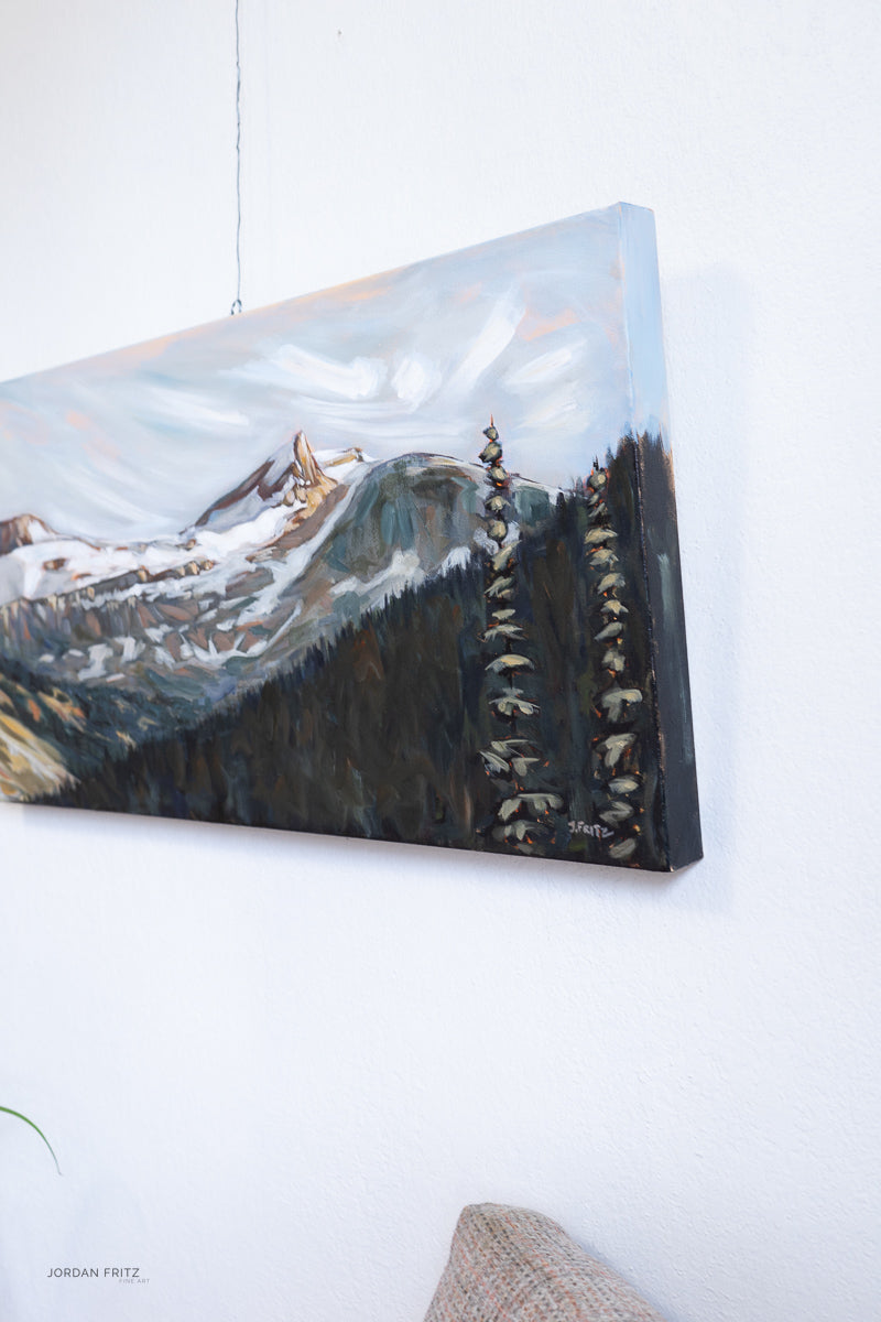 In the Distance: Saint Nicholas Peak | 15 x 30 | Original Acrylic Painting