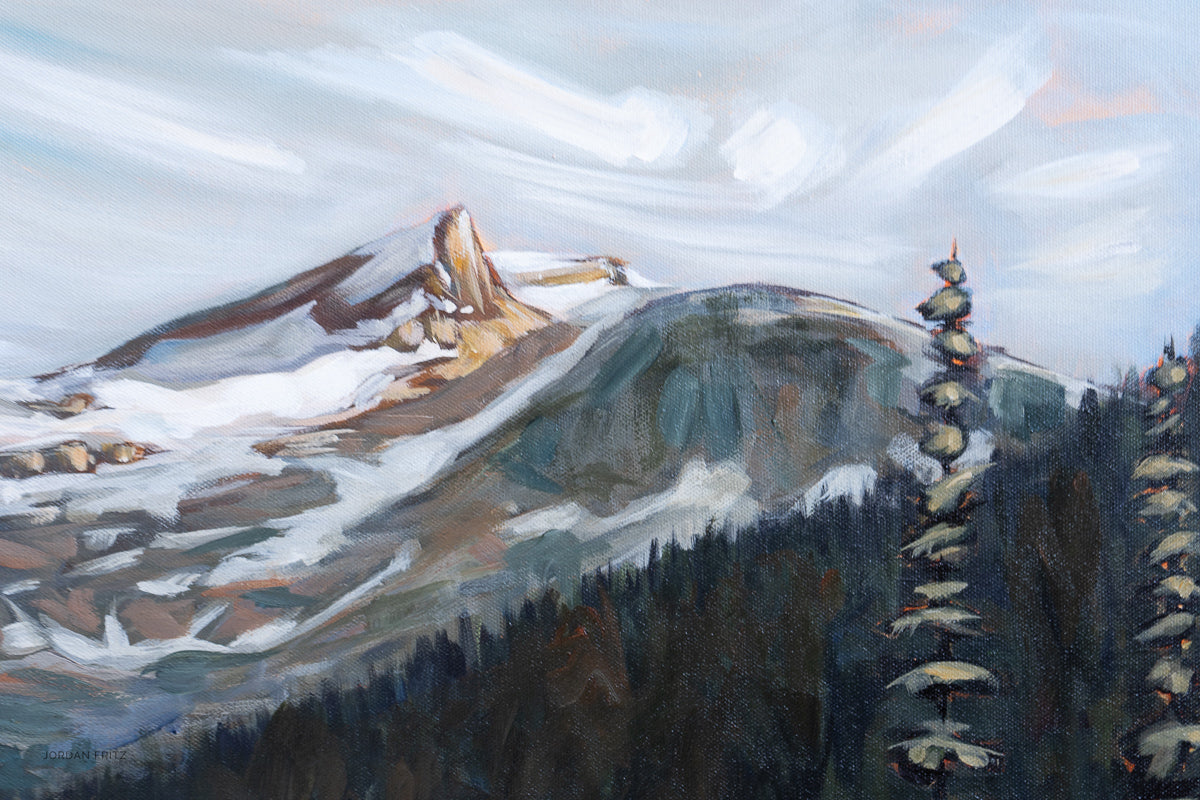 In the Distance: Saint Nicholas Peak | 15 x 30 | Original Acrylic Painting