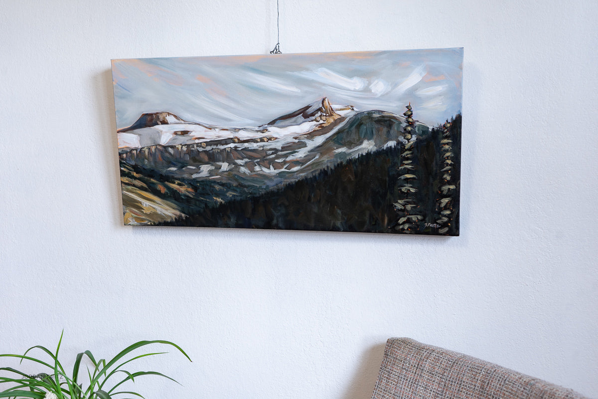 In the Distance: Saint Nicholas Peak | 15 x 30 | Original Acrylic Painting