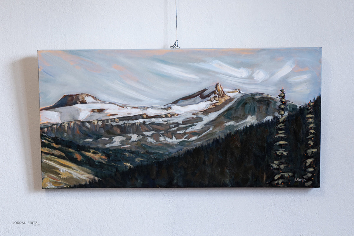 In the Distance: Saint Nicholas Peak | 15 x 30 | Original Acrylic Painting