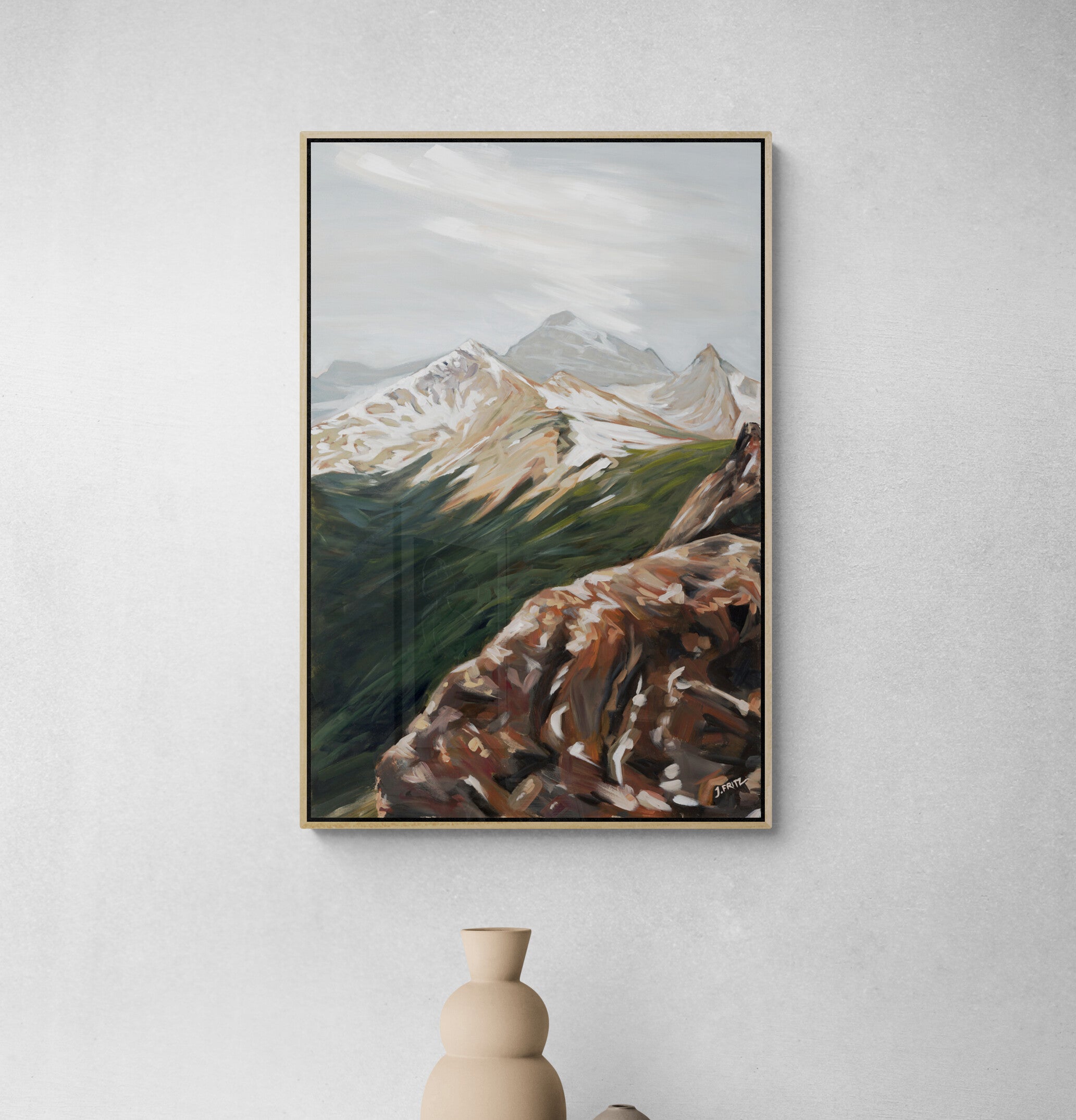 Blazing Trail: Hilda Peak &amp; Athabasca Glacier | 24 x 36 | Framed Original Acrylic Painting